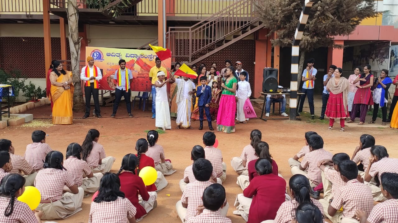 Kannada Rajyotsava was celebrated today at Aditya National Public School. 