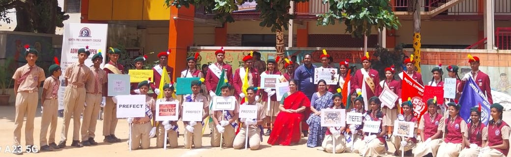 ANPS.Green, Blue, Yellow and Red colours of the House Flags rippled in wind…..embodiment of conviction and leadership defining the spirit of Investiture Ceremony in Aditya National Public School